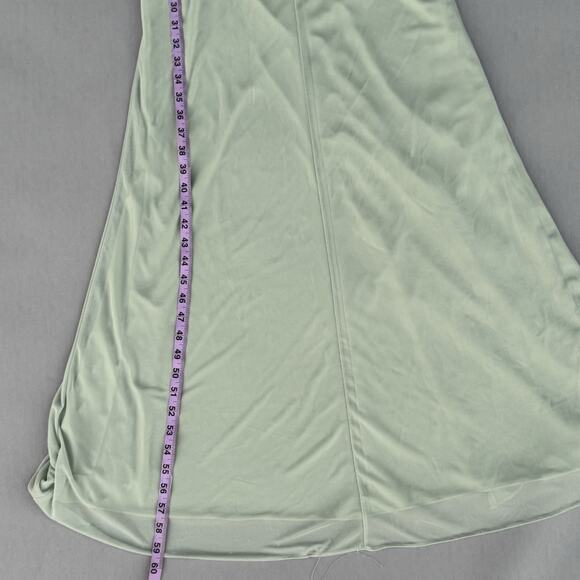 AZAZIE Deandra Stretch Mermaid Pleated Mesh Dress Dusty Sage A8 Long Slit Ruched - Picture 9 of 14